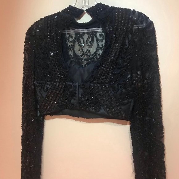 Black Sherri Hill Two Piece Prom Dress - Picture 5 of 7